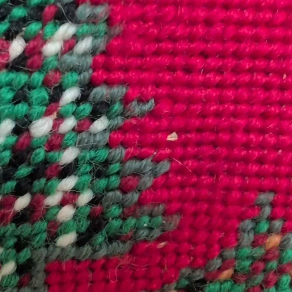 Festive Red & Green Needlepoint Christmas Tree Holiday Pillows Vintage Set of 2